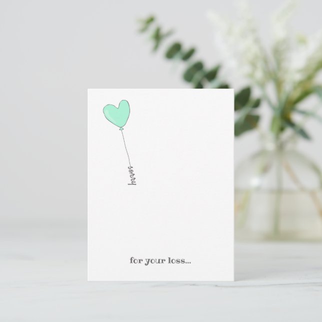 Carte Postale Désolé pour votre perte - Sympathie Turquoise douc (Debout devant)
