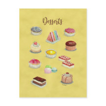 CARTE POSTALE DESSERTS aquarelle illustrations ali