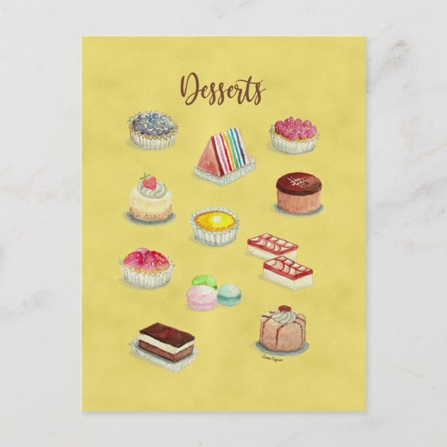 CARTE POSTALE DESSERTS aquarelle illustrations ali (Devant)