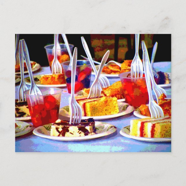 Carte Postale Desserts de cuisine Pop Art Fourches de gâteau col (Devant)
