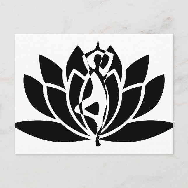Carte Postale Dessin Abstrait Lotus Flower & Yoga Pose Photo (Devant)