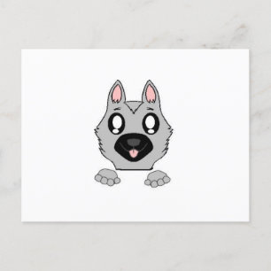 Carte Postale Dessin allemand Shepherd Silver et noir Peeking