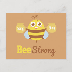 Carte Postale Dessin animé amusant : jolie abeille tenant des po