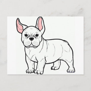 Carte Postale dessin animé blanc bulldog français
