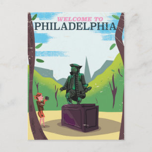 Carte Postale Dessin animé de Benjamin Franklin à Philadelphie