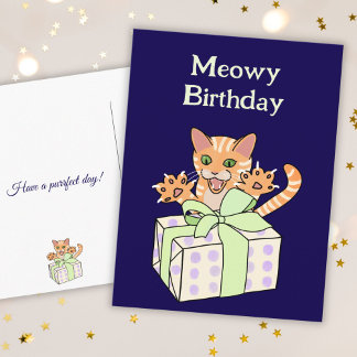 Carte Postale Dessin animé de chat drôle personnalisé pour anniv
