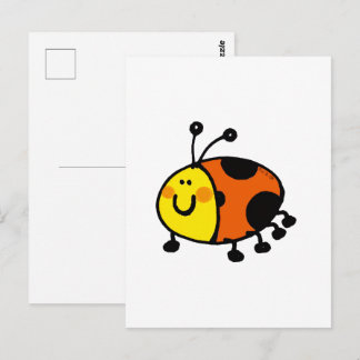 Carte Postale Dessin animé de coccinelle mignonne