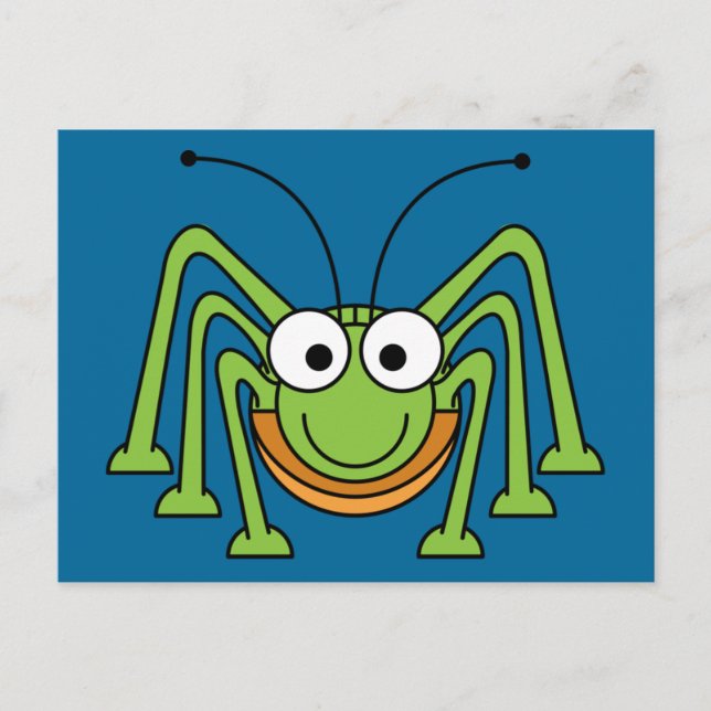 Carte Postale dessin animé de grasshopper (Devant)