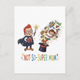 Carte Postale Dessin animé de magie de maman pas si super drôle