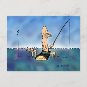Carte Postale Dessin animé de pêche jour étrange