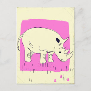 Carte Postale Dessin animé vintage de rhinocéros