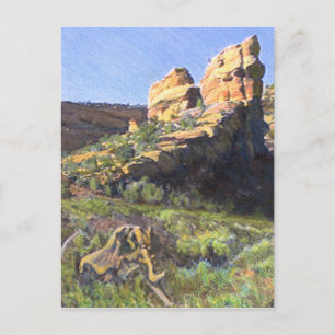 Carte Postale Dessin au crayon coloré de la cuisine du diable