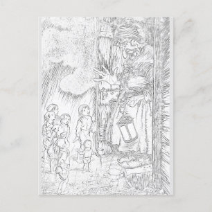 Carte postale Dessin au crayon Maison Coloriage   