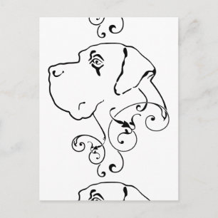 Carte Postale Dessin au trait de la tête de Grand Danois