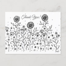 Dessin au trait de prairie fleurie Merci !