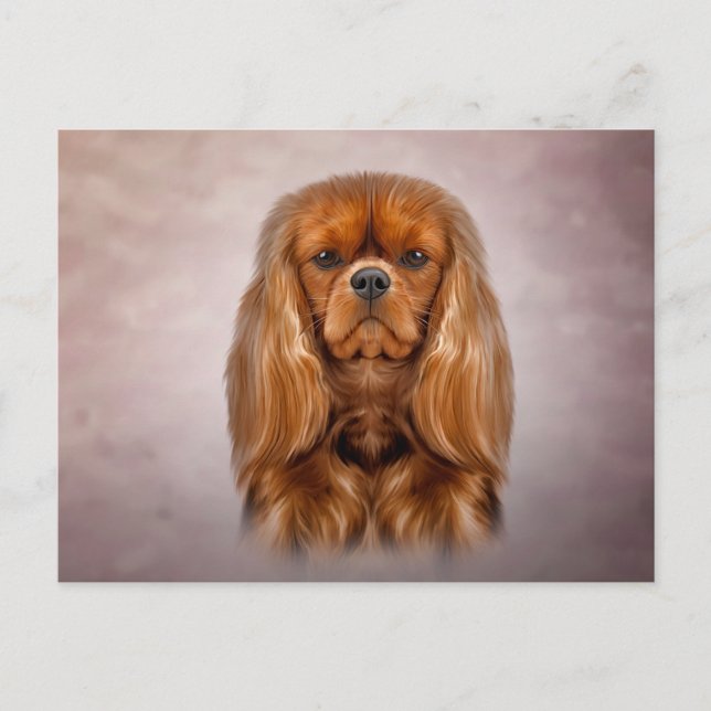 Carte Postale Dessin Chien Cavalier King Charles Spaniel (Devant)