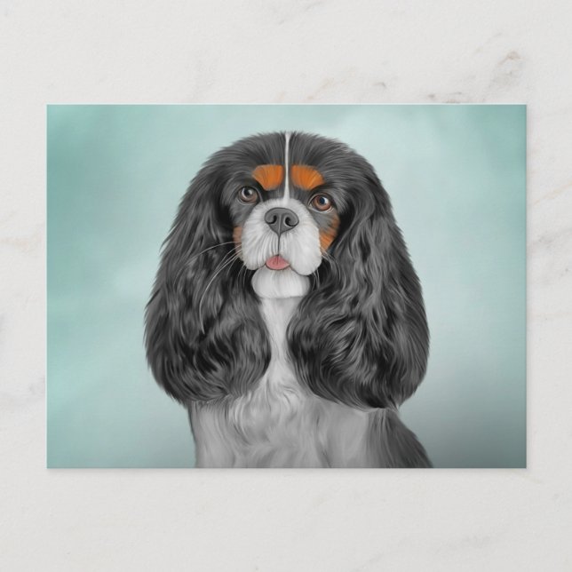 Carte Postale Dessin Chien Cavalier King Charles Spaniel (Devant)