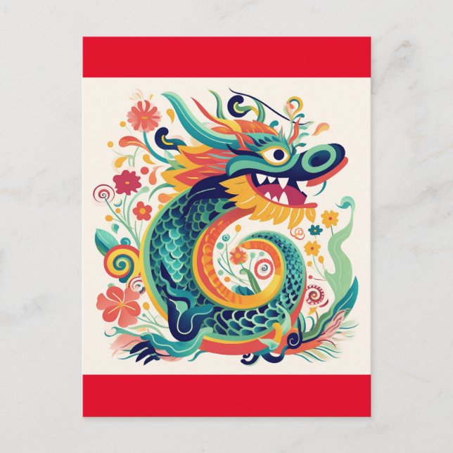 Carte Postale Dessin Chinese Dragon Wall Art (Devant)