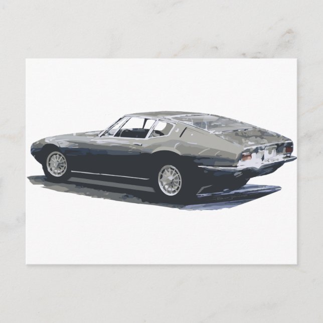 Carte Postale Dessin classique Maserati Ghibli (Devant)