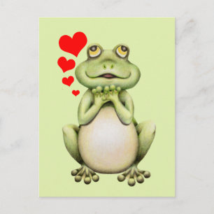 Carte Postale Dessin d'amour de grenouille