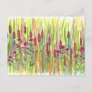 Carte Postale Dessin d'aquarelle Fleur sauvage Meadow