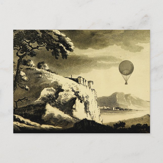 Carte Postale Dessin d'art de ballon à air chaud vintage (Devant)