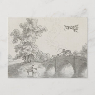 Carte Postale Dessin d'art de la machine à voler vintage