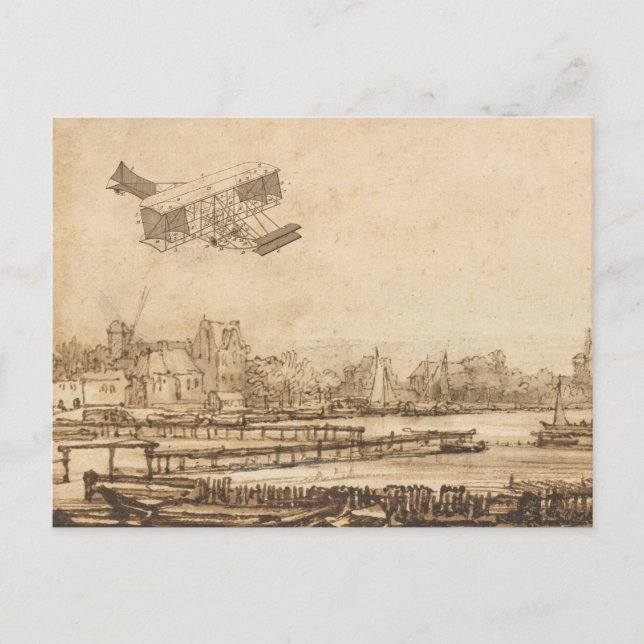 Carte Postale Dessin d'art de la machine de vol de l'avion vinta (Devant)