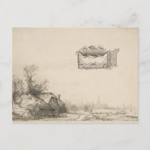 Carte Postale Dessin d'art d'une machine à voler vintage