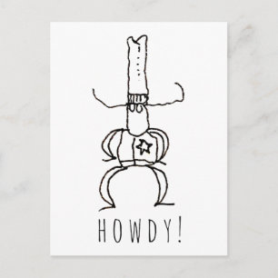 Carte Postale Dessin de bande dessinée Cowboy Howdy Gribouillage