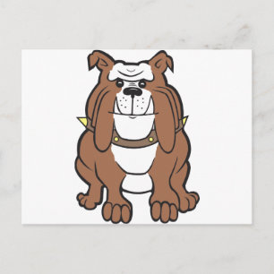 Carte Postale dessin de bulldog rouge et blanc