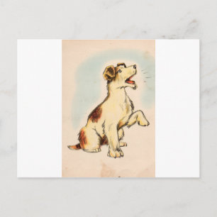 Carte Postale Dessin de chien à écorce vintage
