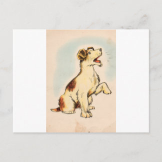Carte Postale Dessin de chien à écorce vintage