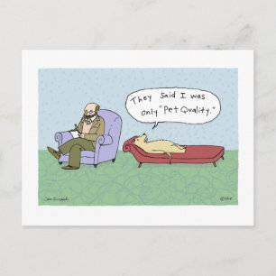 Carte Postale Dessin de Chien en Thérapie Afficher l'humour du