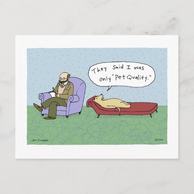 Carte Postale Dessin de Chien en Thérapie | Afficher l'humour du (Devant)