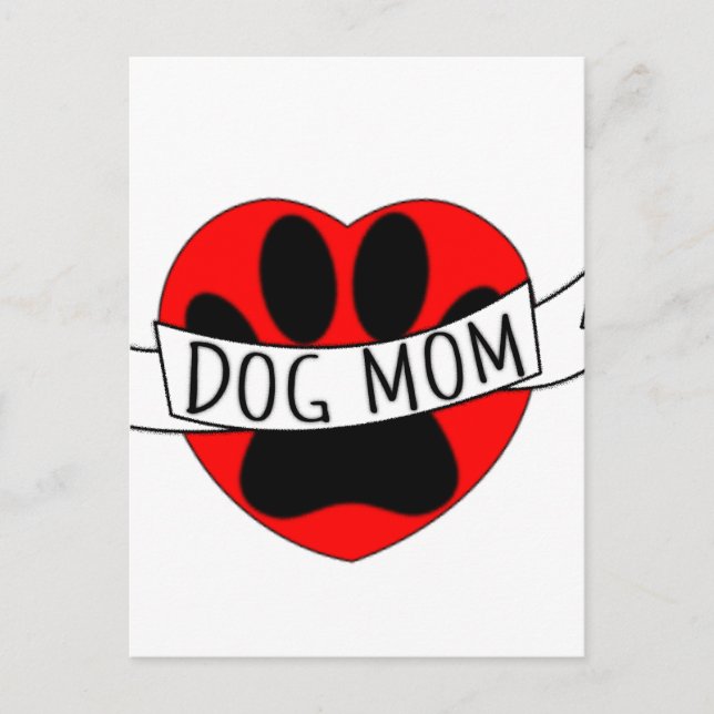 Carte Postale Dessin De Chien Maman Paw Et Red Heart (Devant)