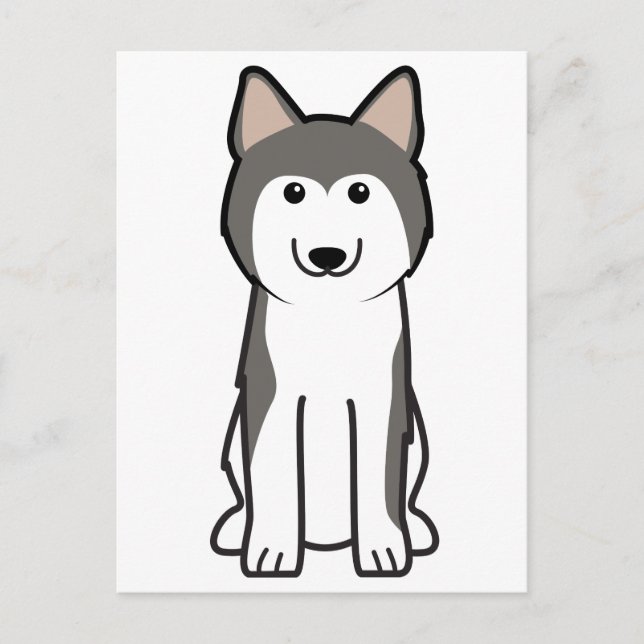 Carte Postale Dessin de Chien Sibérie Husky (Devant)
