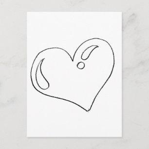 Carte Postale Dessin de coeur pour imprimer et peindre