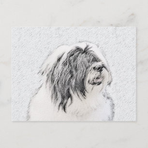 Carte Postale Dessin de collie à oreilles - Joli art original de