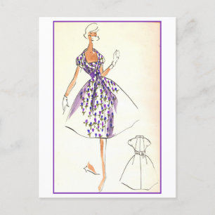 Carte Postale Dessin de conception de mode couleur violet
