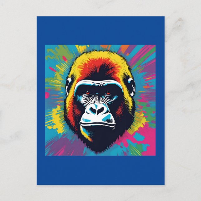 Carte Postale Dessin de dessin de peinture Gorilla Pop (Devant)