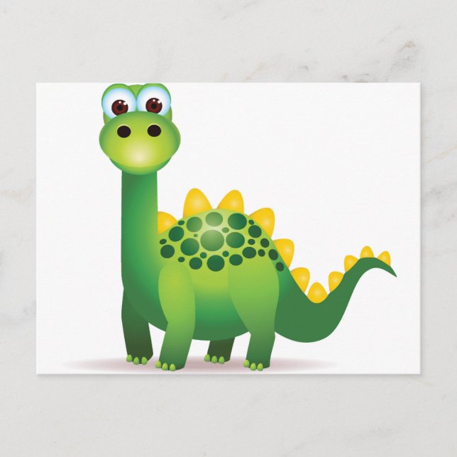 Carte Postale Dessin de dinosaure vert mignon (Devant)