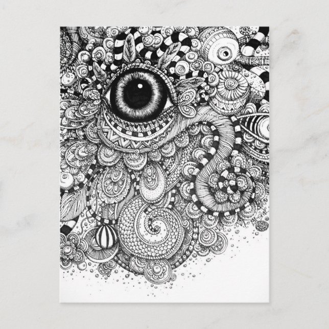 Carte Postale Dessin de Doodle avec un oeil (Devant)