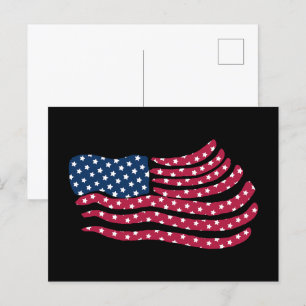Carte Postale Dessin de drapeau rouge blanc et bleu