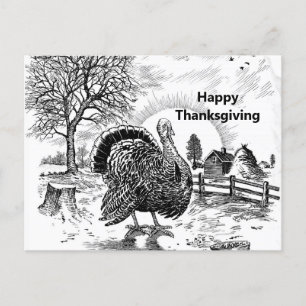 Carte Postale Dessin de ferme de Turquie Thankgiving