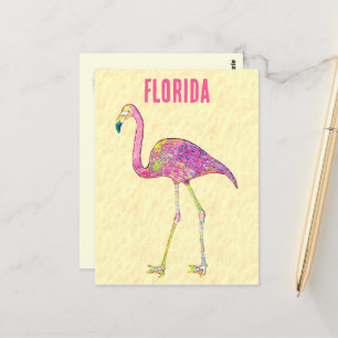 Carte Postale Dessin de flamant en mosaïque fantaisiste