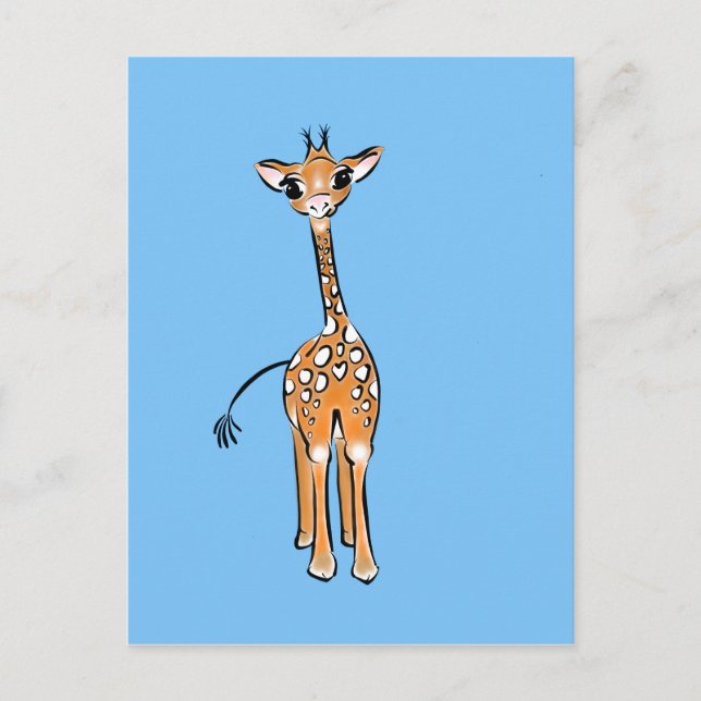Carte Postale Dessin de girafe mignon, animaux de safari  (Devant)