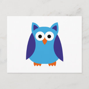 Carte Postale Dessin de hibou bleu