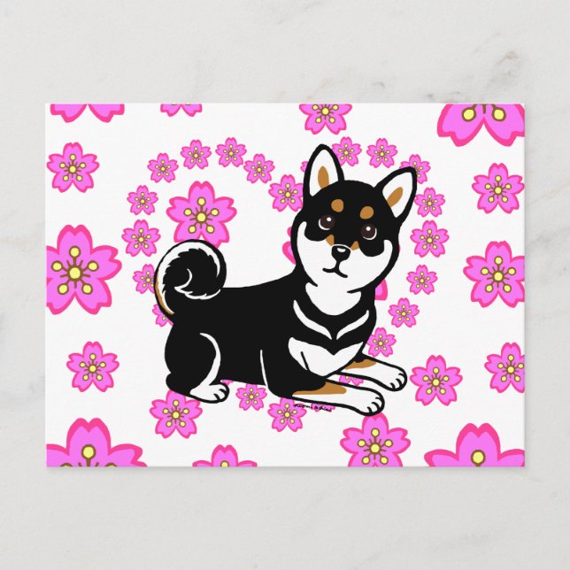 Carte Postale Dessin de Kuro Shiba Inu (Devant)