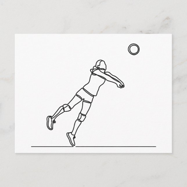 Carte Postale dessin de la ligne libérale de volleyball (Devant)